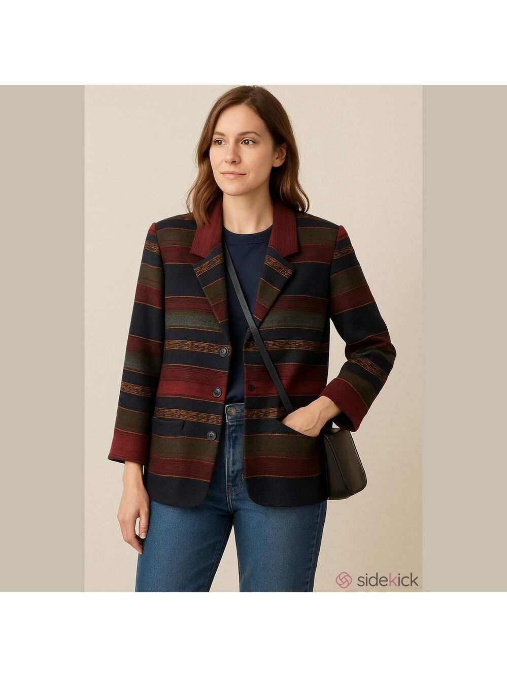 Retro 90's Wool Blend Striped Multicolor Ralphcore Oversized Preppy Blazer